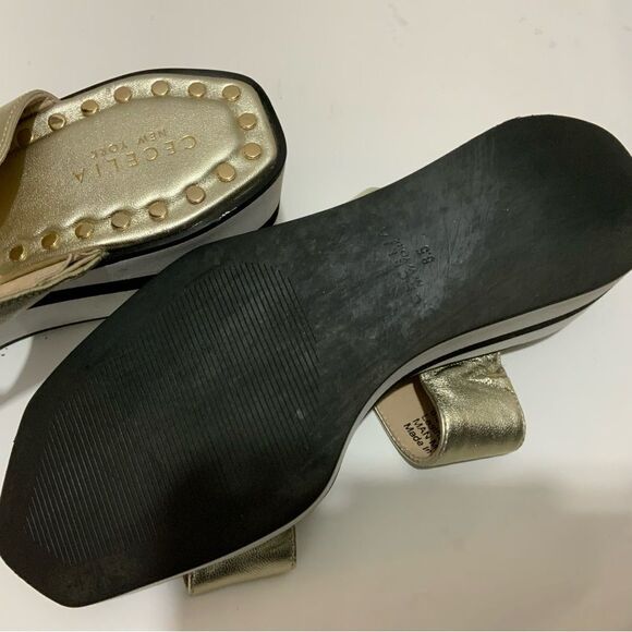 Cecelia New York Beecher Platform Sandal Metallic Gold Leather 8.5 M - Picture 9 of 12